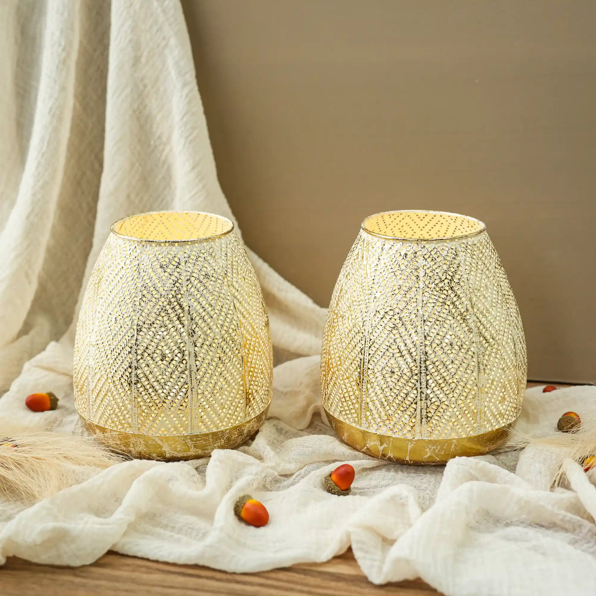 7'' High Battery Powered Metal Decorative Table Lamps with Fairy Lights Bulb