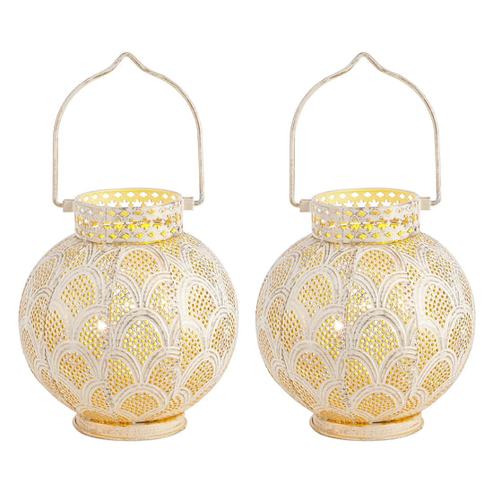 7'' High Battery Powered Cordless Lamp Moroccan Style Metal Table Lamp