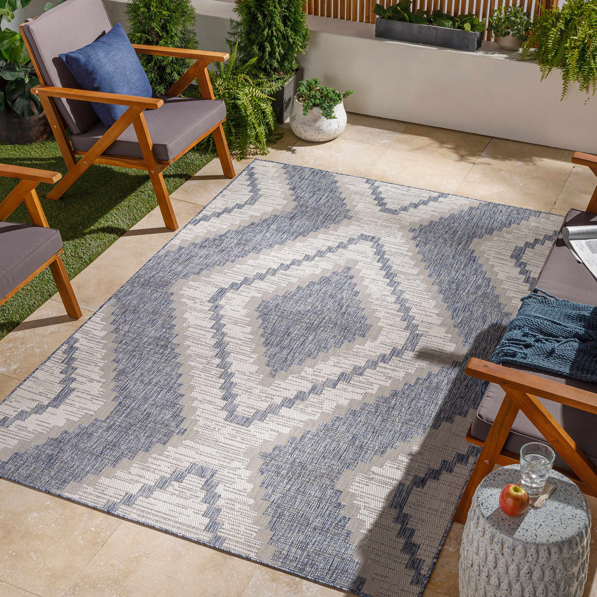 McCrory Pale Blue Flat Outdoor Rug - Clearance
