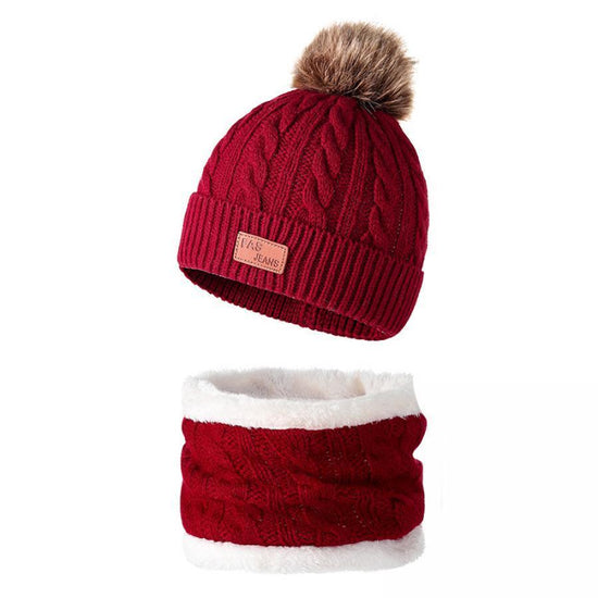 Cozy Youngsters' Beige Knit Hat, Scarf & Gloves Set with Pom-Pom – Soft Acrylic, Warm & Stylish Winter Fashion for Kids