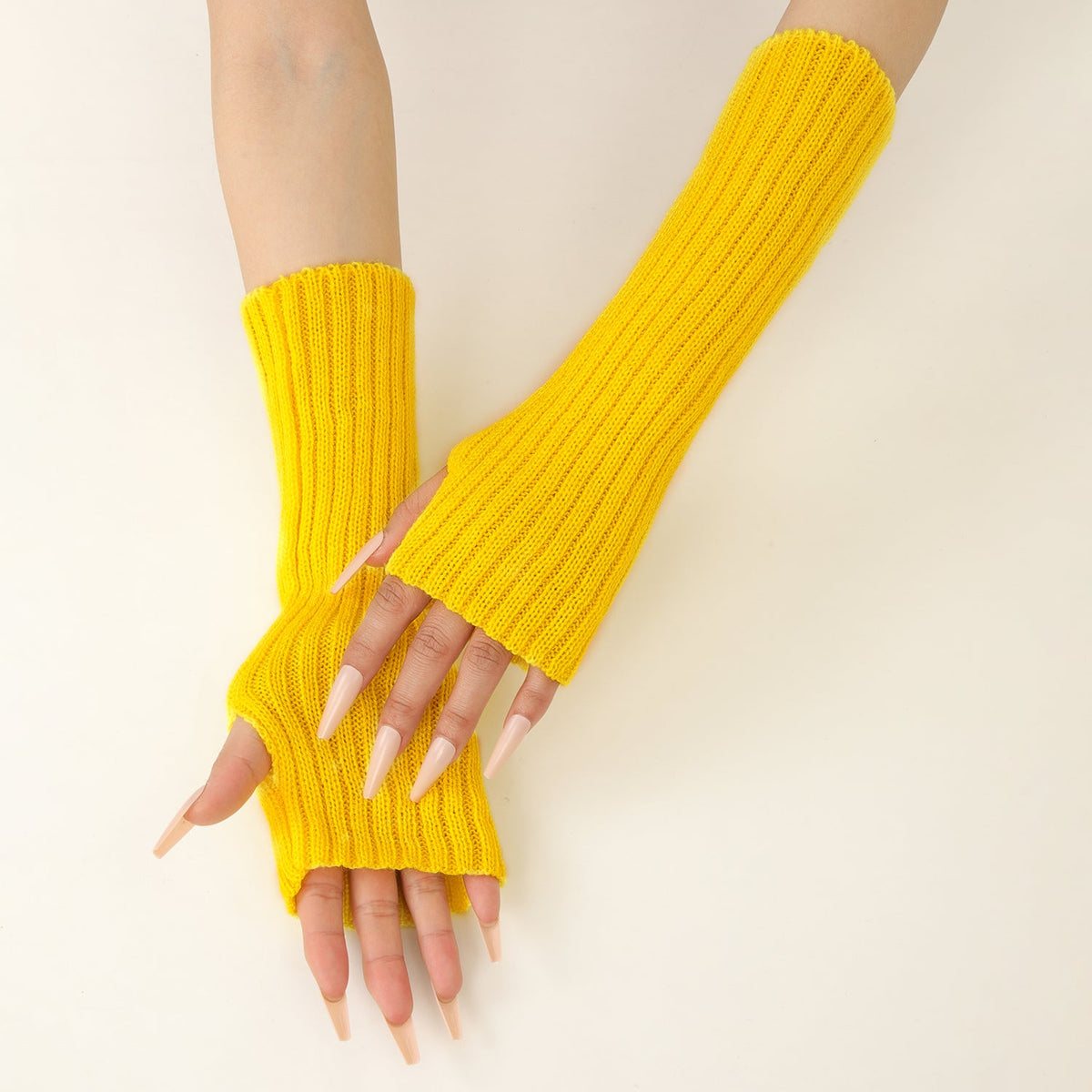 30cm Hot Styles Daily Winter Arm Warmers Go Party Long Sleeve Fingerless Mittens Half Finger Acrylic Gloves Mittens Knit Crochet