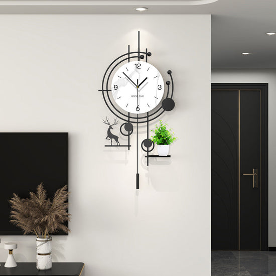 Modern Deer Wall Clock With Planter Shelf Artistic Home Decor