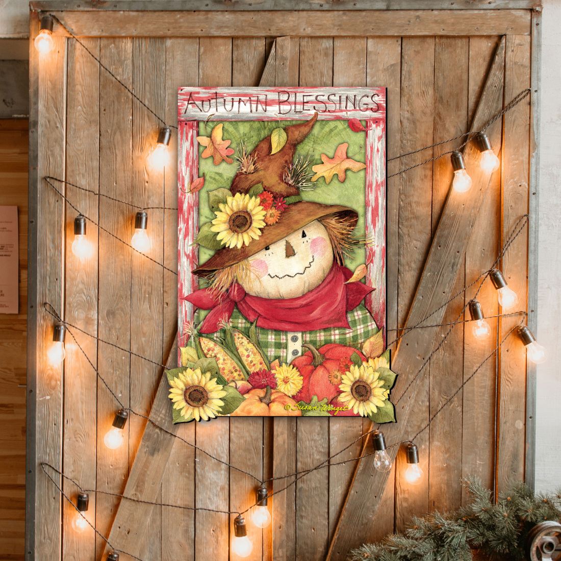 Scarecrow Halloween Door Decor by Susan Winget - Thanksgiving and Halloween Decor - 8471204H-SW