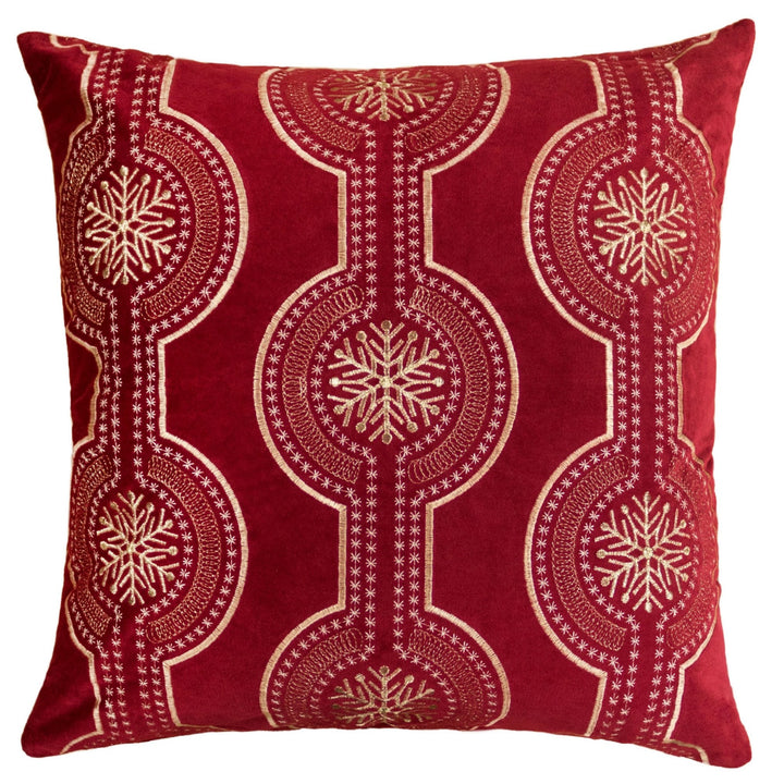 Red Holiday Embroidered Velvet Throw Pillow with Insert 20x20 Set of 2, festive Christmas home decor accent at Cedar & Spice Gifts