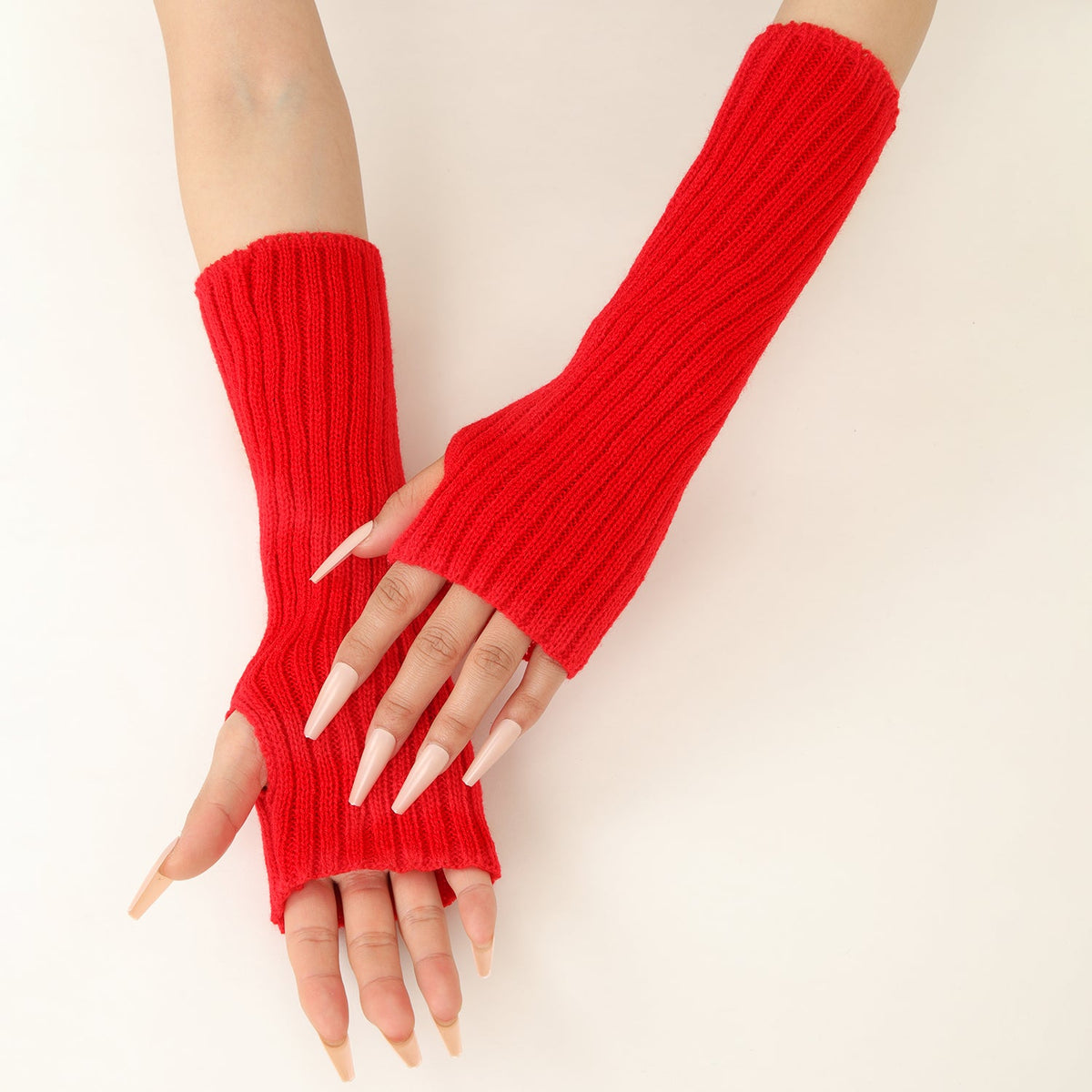 30cm Hot Styles Daily Winter Arm Warmers Go Party Long Sleeve Fingerless Mittens Half Finger Acrylic Gloves Mittens Knit Crochet