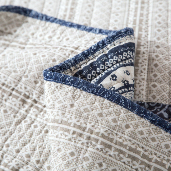 DaDa Bedding Denim Blue Patchwork Cotton Quilt Set