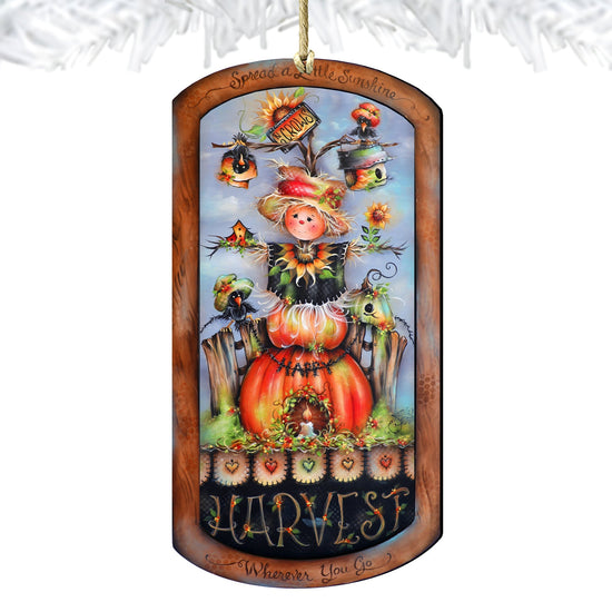 Harvest Pumpkin Scarecrow Wooden Ornaments by Jamie Mills-Price Thanksgiving Decor - 8611075-MP