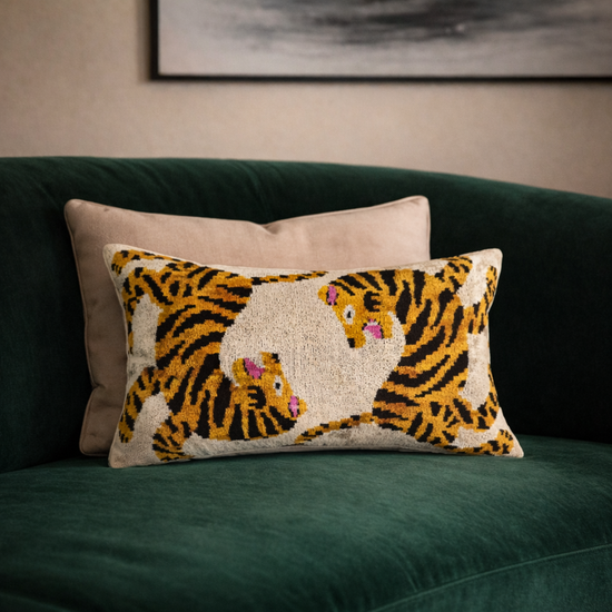 Bengali Silk Velvet Ikat Throw Pillow Cover, 16 x 24