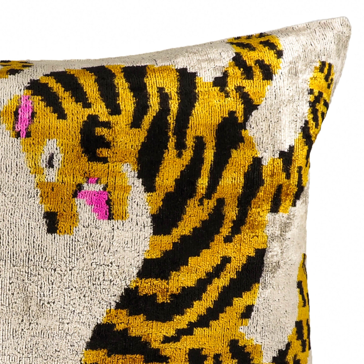 Bengali Silk Velvet Ikat Throw Pillow Cover, 16 x 24