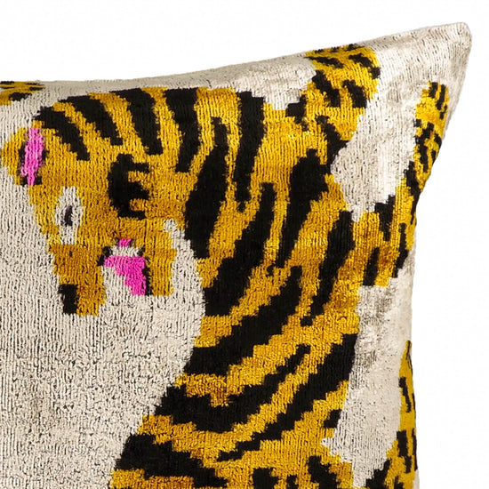 Bengali Silk Velvet Ikat Throw Pillow Cover, 16 x 24