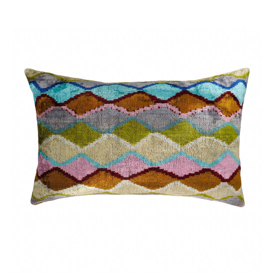 Beverly Hills Silk Velvet Ikat Throw Pillow Cover, 16 x 24