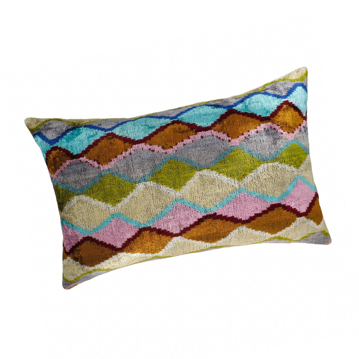 Beverly Hills Silk Velvet Ikat Throw Pillow Cover, 16 x 24