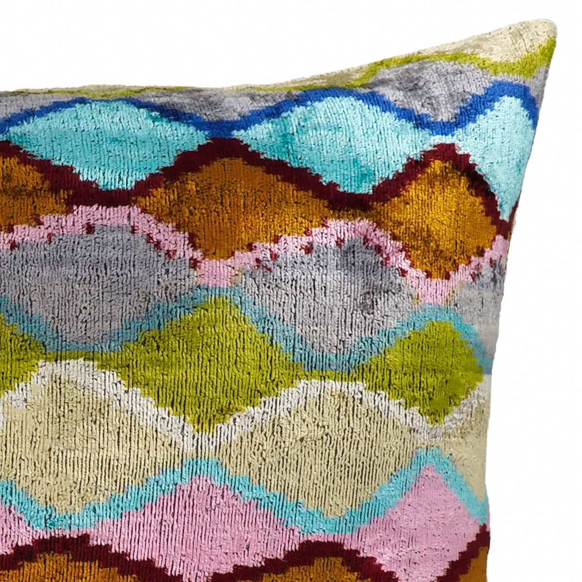 Beverly Hills Silk Velvet Ikat Throw Pillow Cover, 16 x 24
