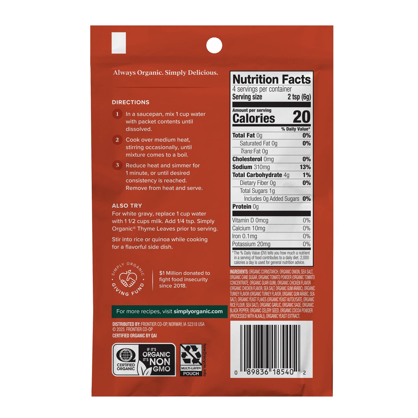 Simply Organic Chicken Flavored Gravy Mix, Certified Organic