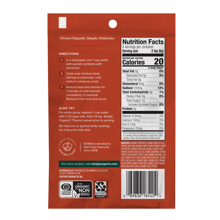 Simply Organic Chicken Flavored Gravy Mix, Certified Organic