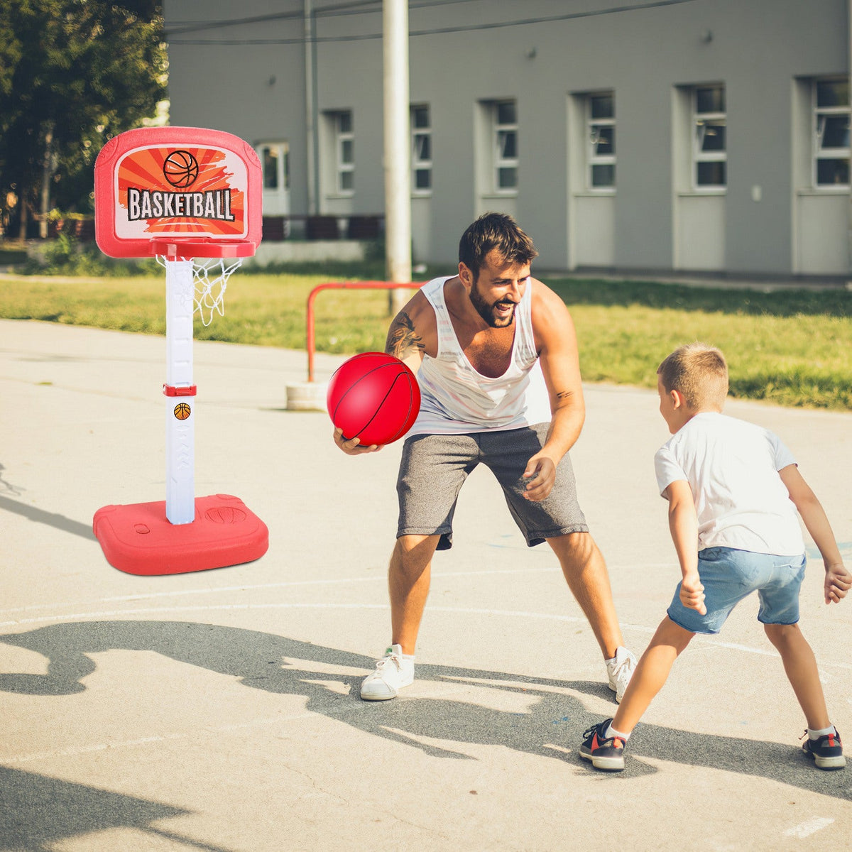 2 In 1 Poolside Basketball Game Set Pool Basketball Goal Indoor Outdoor Kids Basketball Court Water Basketball Toy with 2 Balls Gift for Boys Girls Ag
