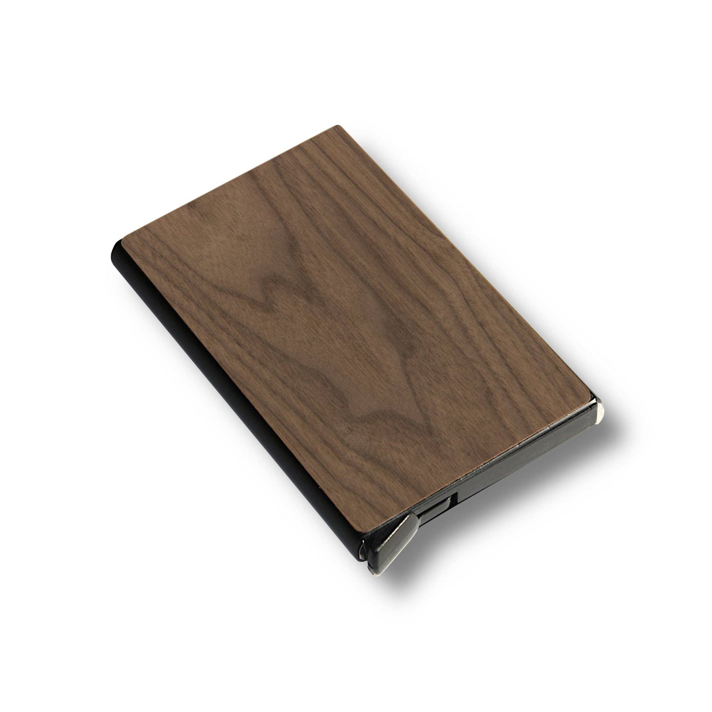 Slim Wooden RFID Blocking Wallet – Minimalist Aluminum Card Holder with Fast Access Switch