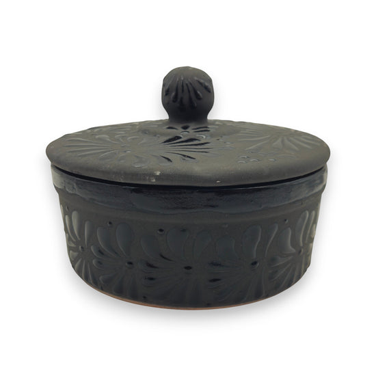 Black Talavera Tortilla Keeper | Handmade Ceramic Warmer