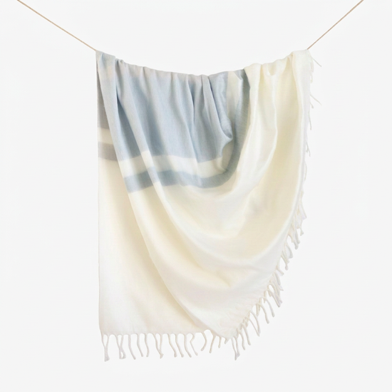Handwoven Alpaca Throw Blanket | Glacier Gray & White | Kallpa Collection