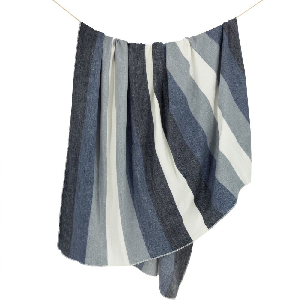 Handwoven Alpaca Throw Blanket | Denim Blues, Black & Cream | Nawi Collection
