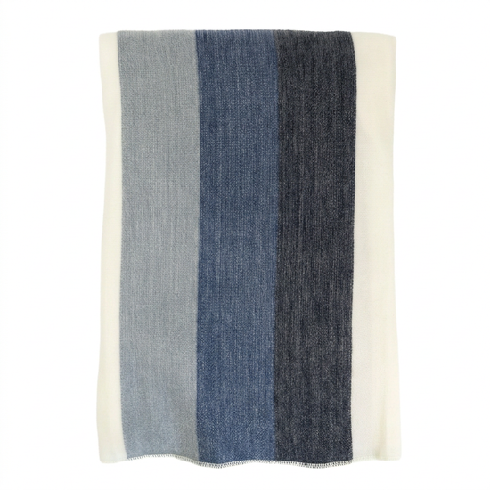Handwoven Alpaca Throw Blanket | Denim Blues, Black & Cream | Nawi Collection