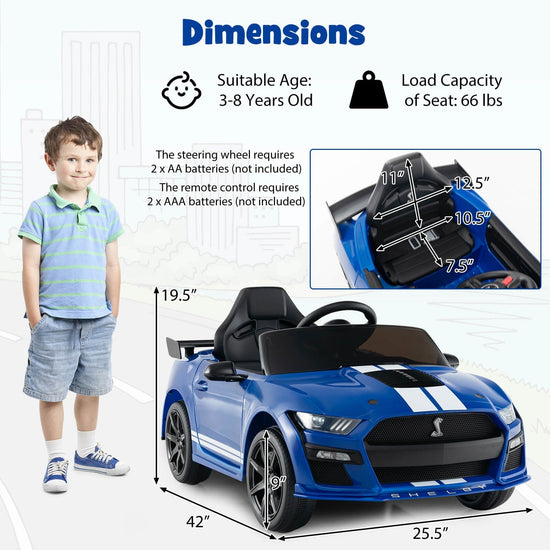 12V Powered Ride-On Ford Mustang Shelby Toy Car for Kids