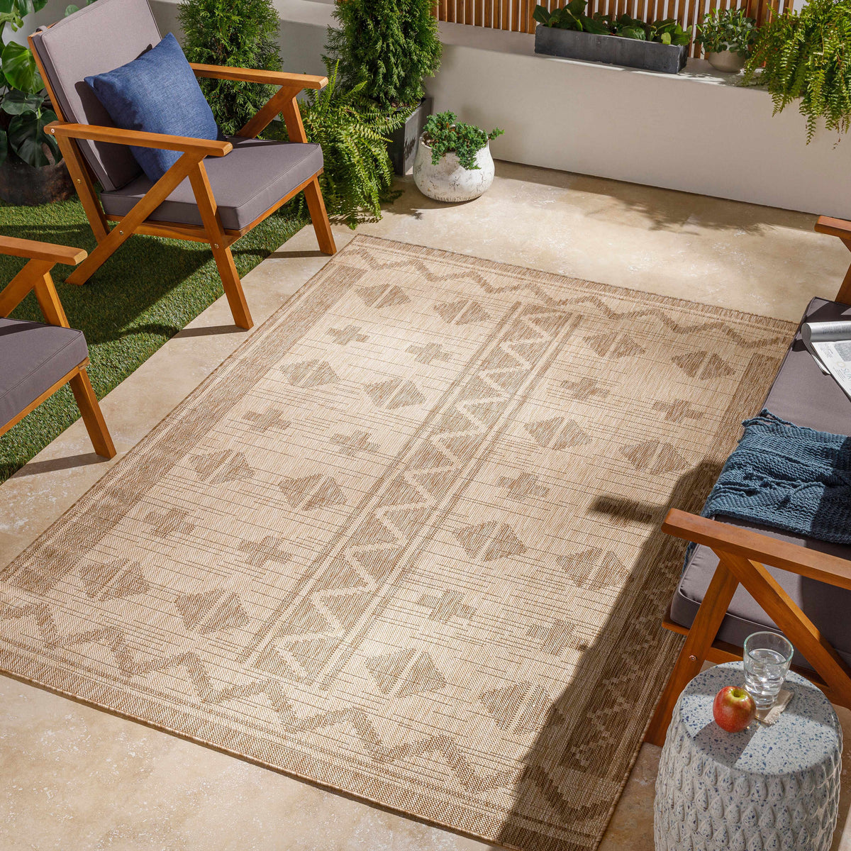 Mangoso Beige Outdoor Area Rug - Clearance