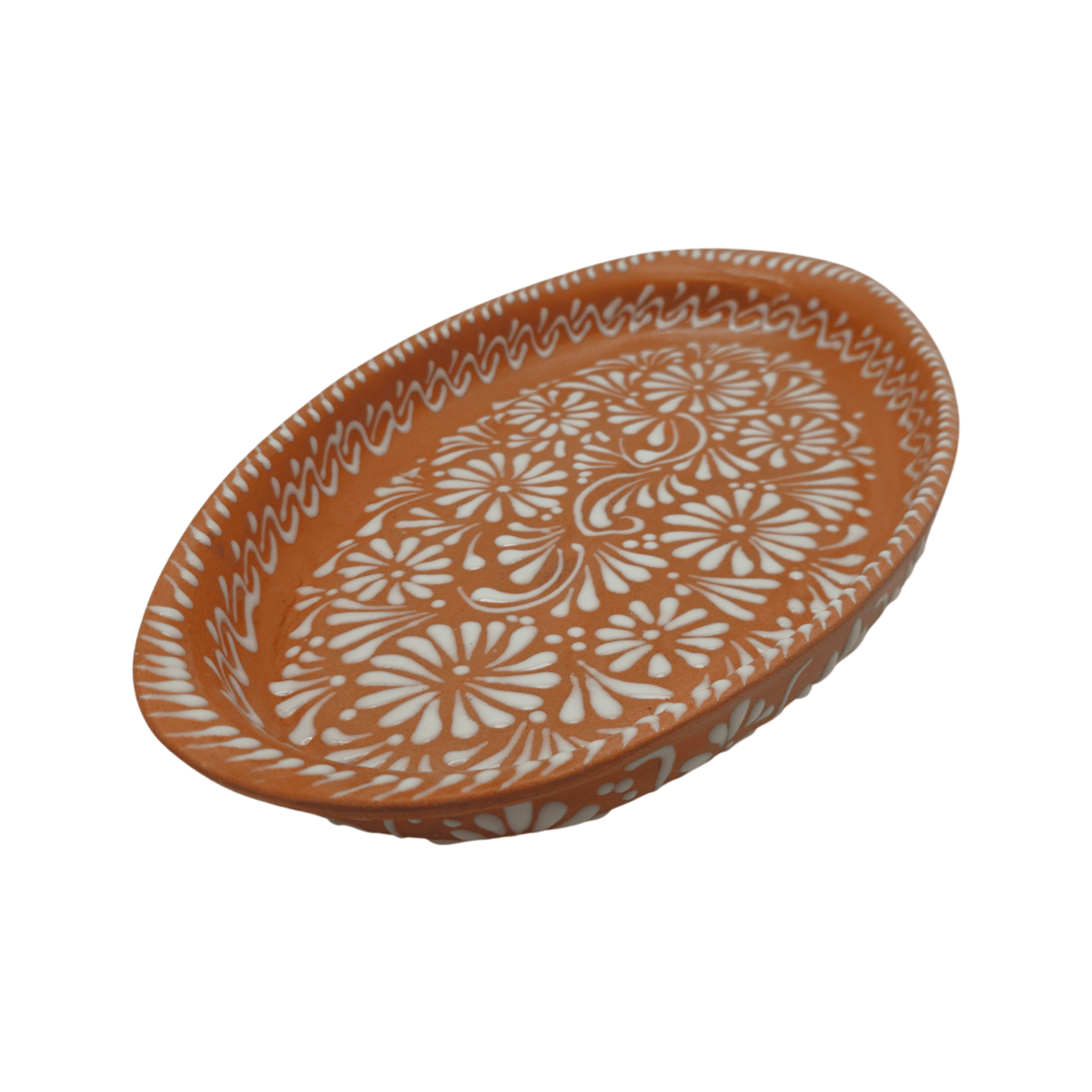 Talavera Oval Platter | Brown & White Tray