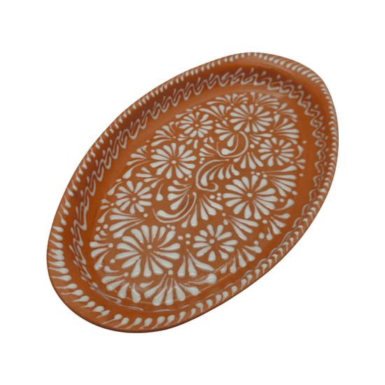 Talavera Oval Platter | Brown & White Tray
