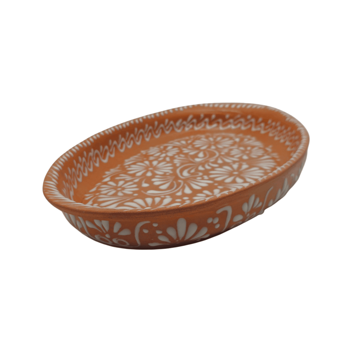 Talavera Oval Platter | Brown & White Tray
