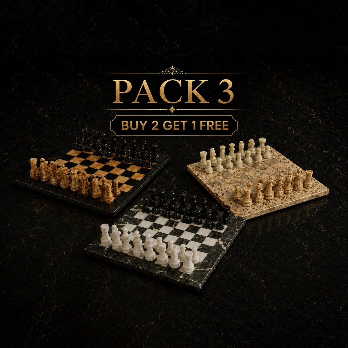 Triple the Fun: Buy 2 Marble Chess Sets, Get 1 Free