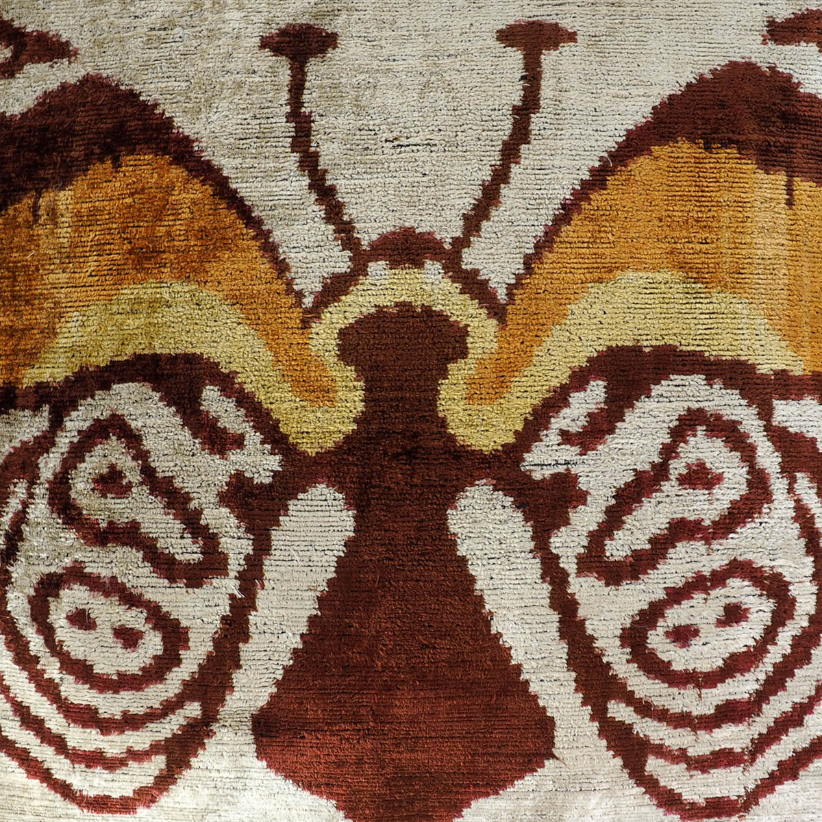 Butterfly Silk Velvet Ikat Throw Pillow Cover, 24 x 24