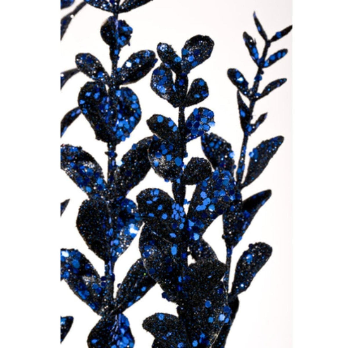 22" Glitter Boxwood Spray: Midnight Blue