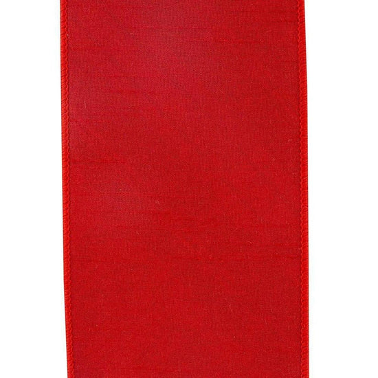 4 in Plaid Dupioni Classic Ribbon: Red (5 Yards)