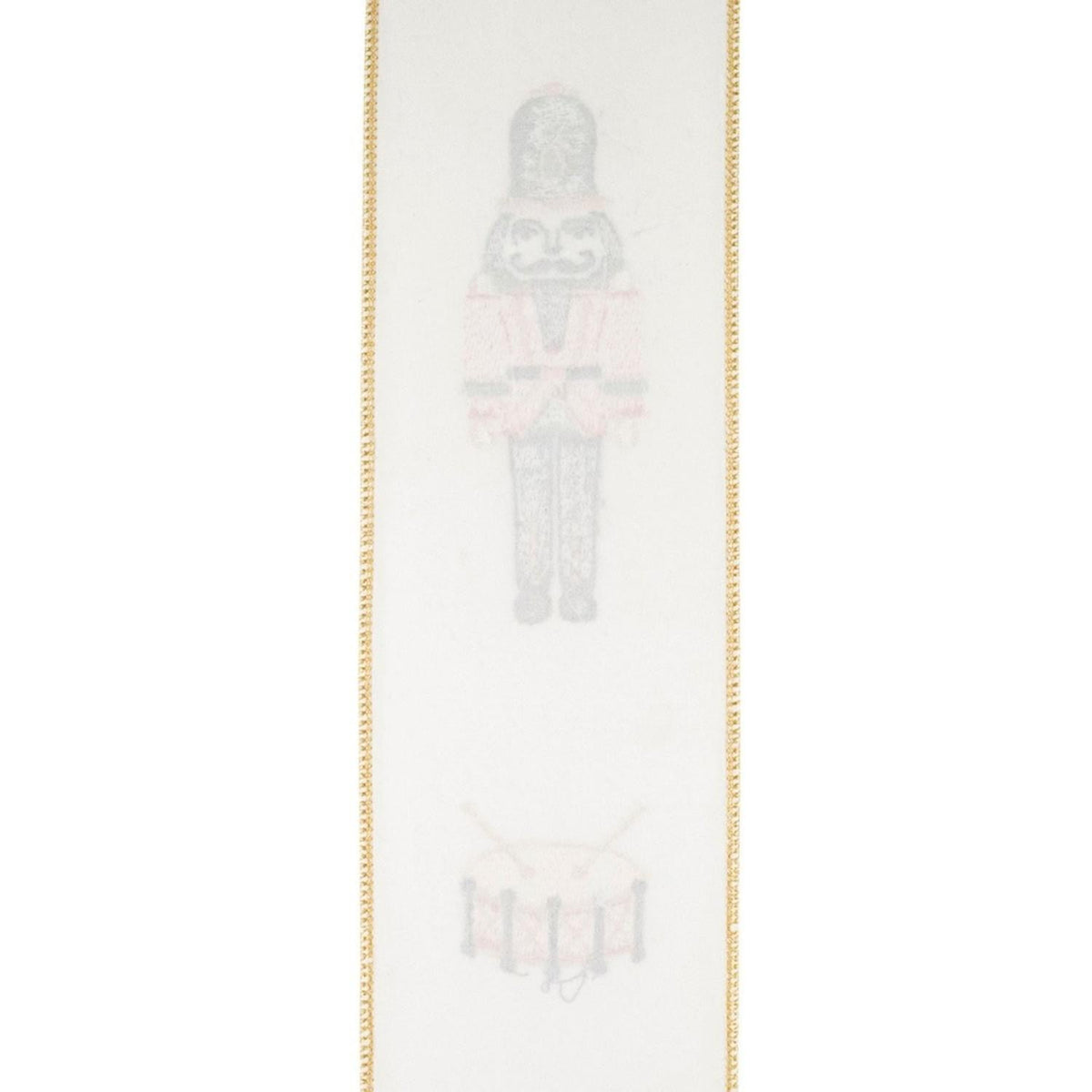 4" Nutcracker Drum Ribbon: White (5 Yards)