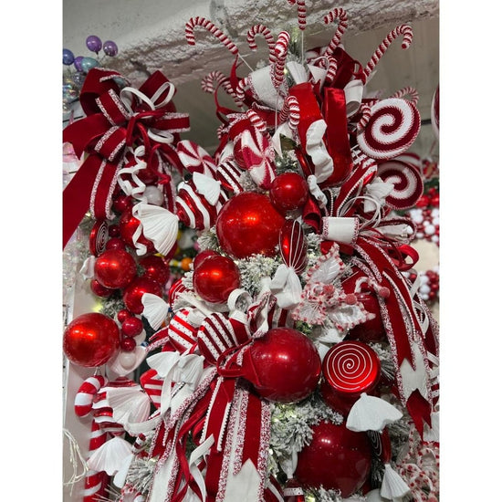 10' Red White Ball Ornament Garland