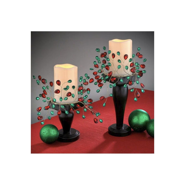 48" Metal Jewel Garland: Red/Green, home decor accent for fireplace, railing or entryway