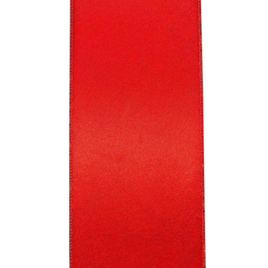 4in Metallic Diagonal Plaid Ribbon: Red (10 Yards)