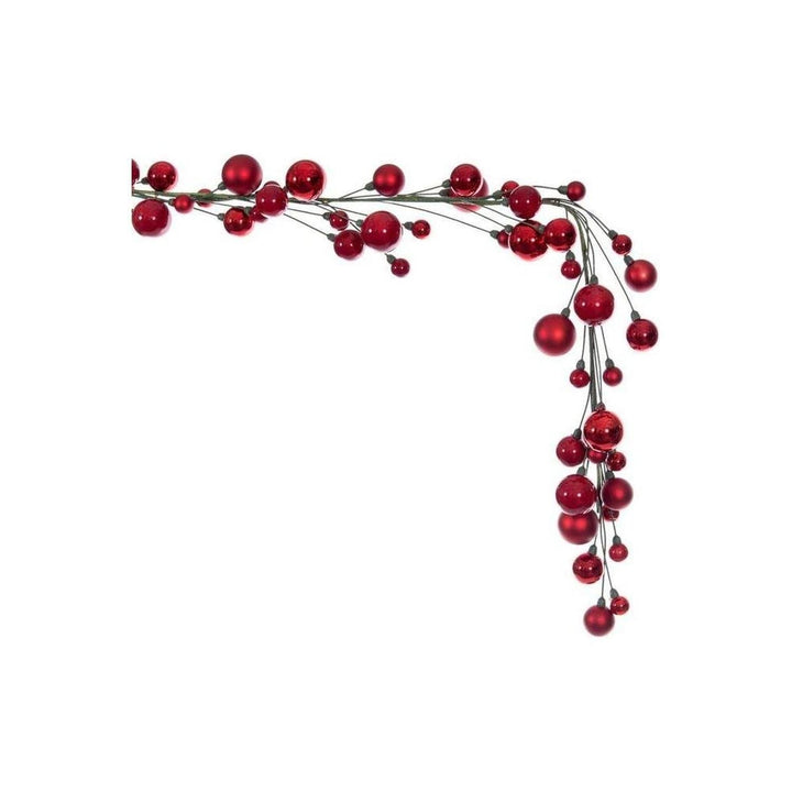 6' Ball Branch Garland: Red, home decor accent for fireplace, railing or entryway
