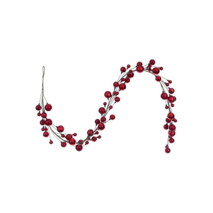 6' Ball Branch Garland: Red, decorative garland for mantel, doorway or seasonal display from Cedar & Spice Gifts