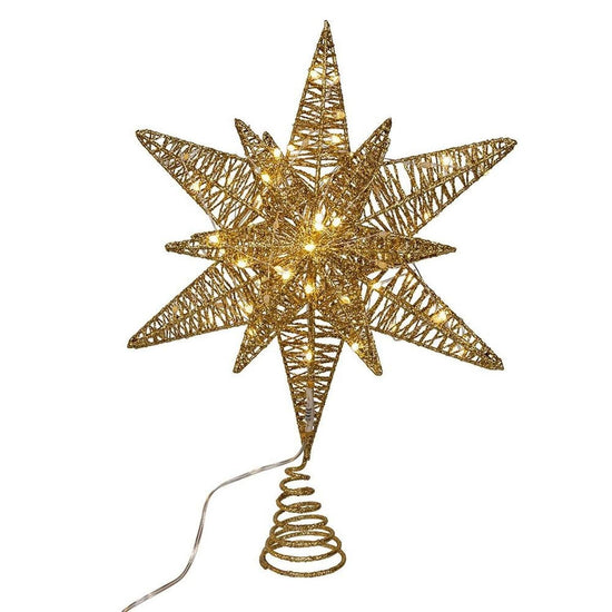 Kurt Adler 15-Inch Twinkling LED Gold Tree Topper