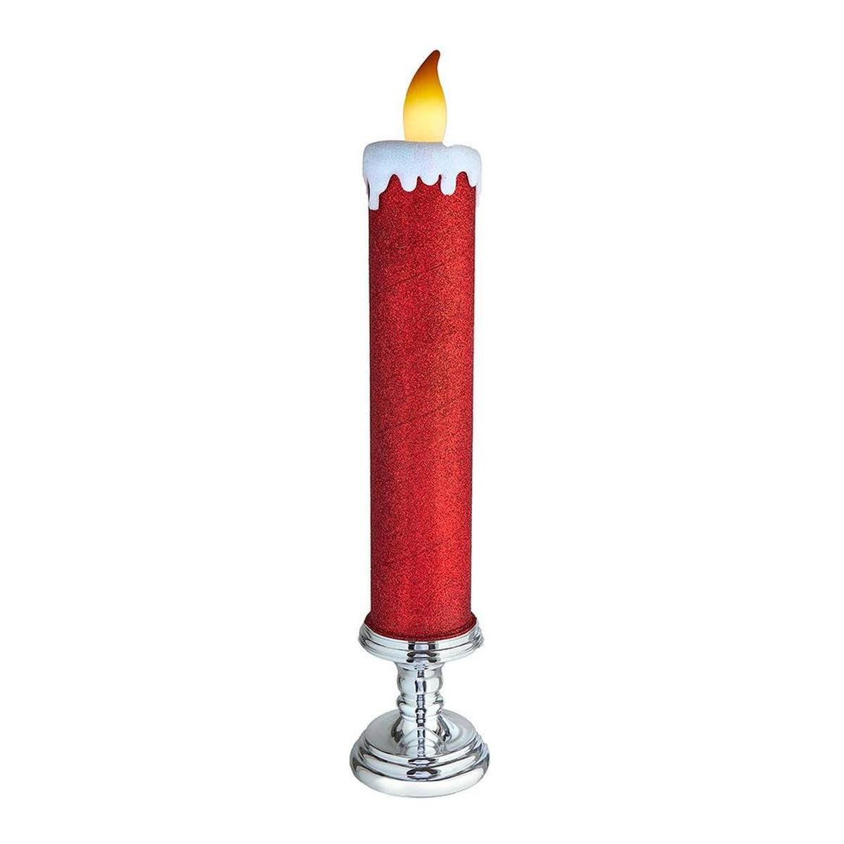 Kurt Adler 19.63-Inch Battery Operated Red Glittered Candle