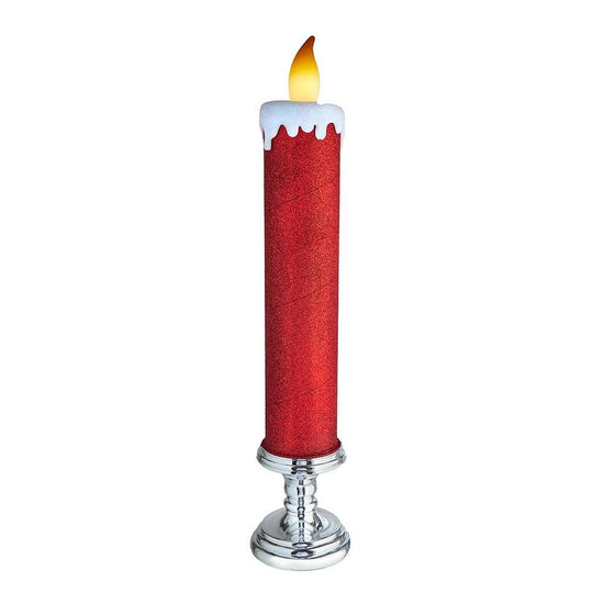 Kurt Adler 19.63-Inch Battery Operated Red Glittered Candle