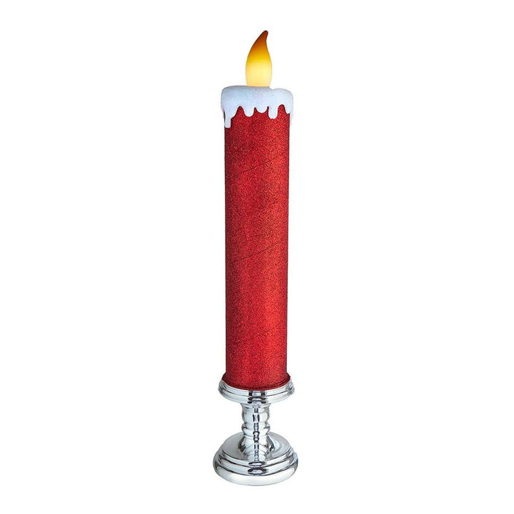 Kurt Adler 19.63-Inch Battery Operated Red Glittered Candle