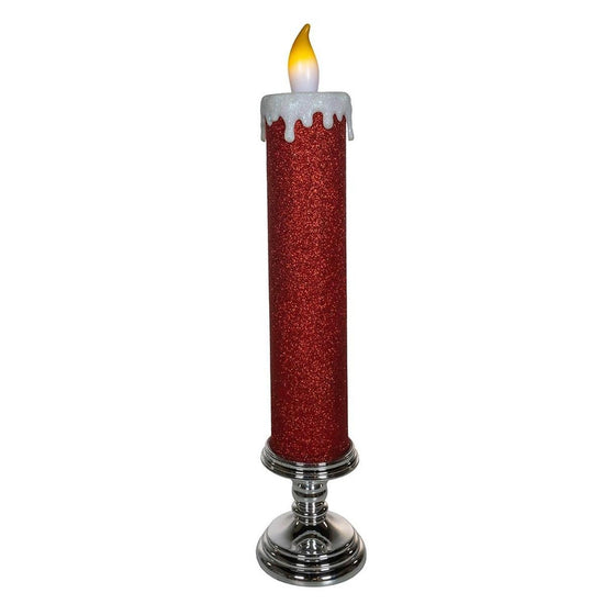 Kurt Adler 19.63-Inch Battery Operated Red Glittered Candle