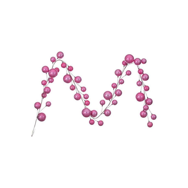 Pink Pearl Assorted Finish Branch Ball Ornament Garland, festive Christmas decor for mantel, staircase or doorway from Cedar & Spice Gifts