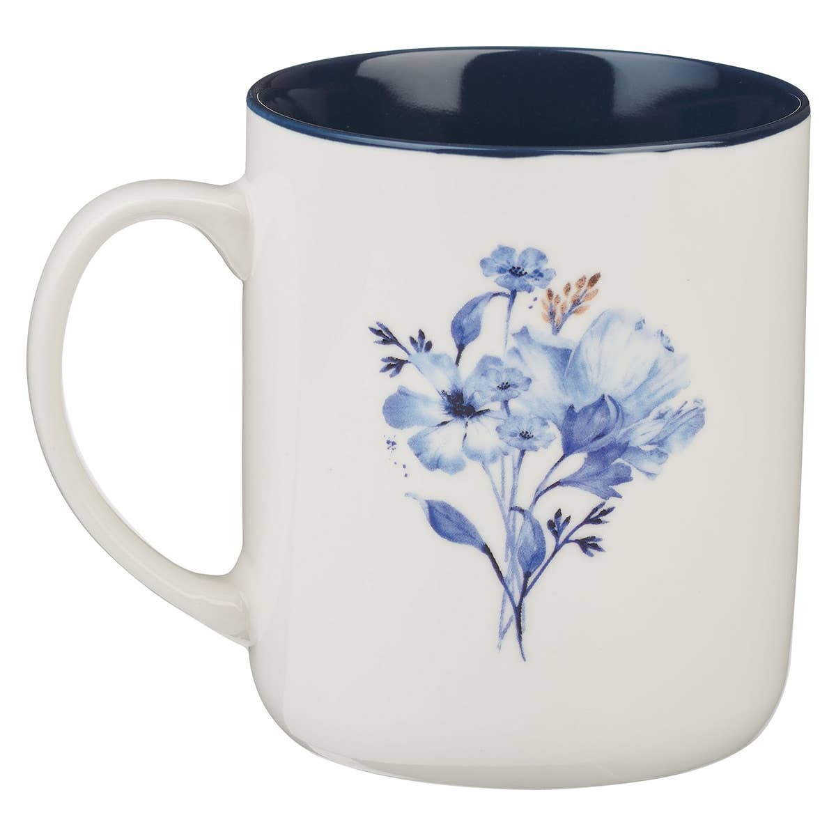 Mug Set 4pc Blue Floral Geometric