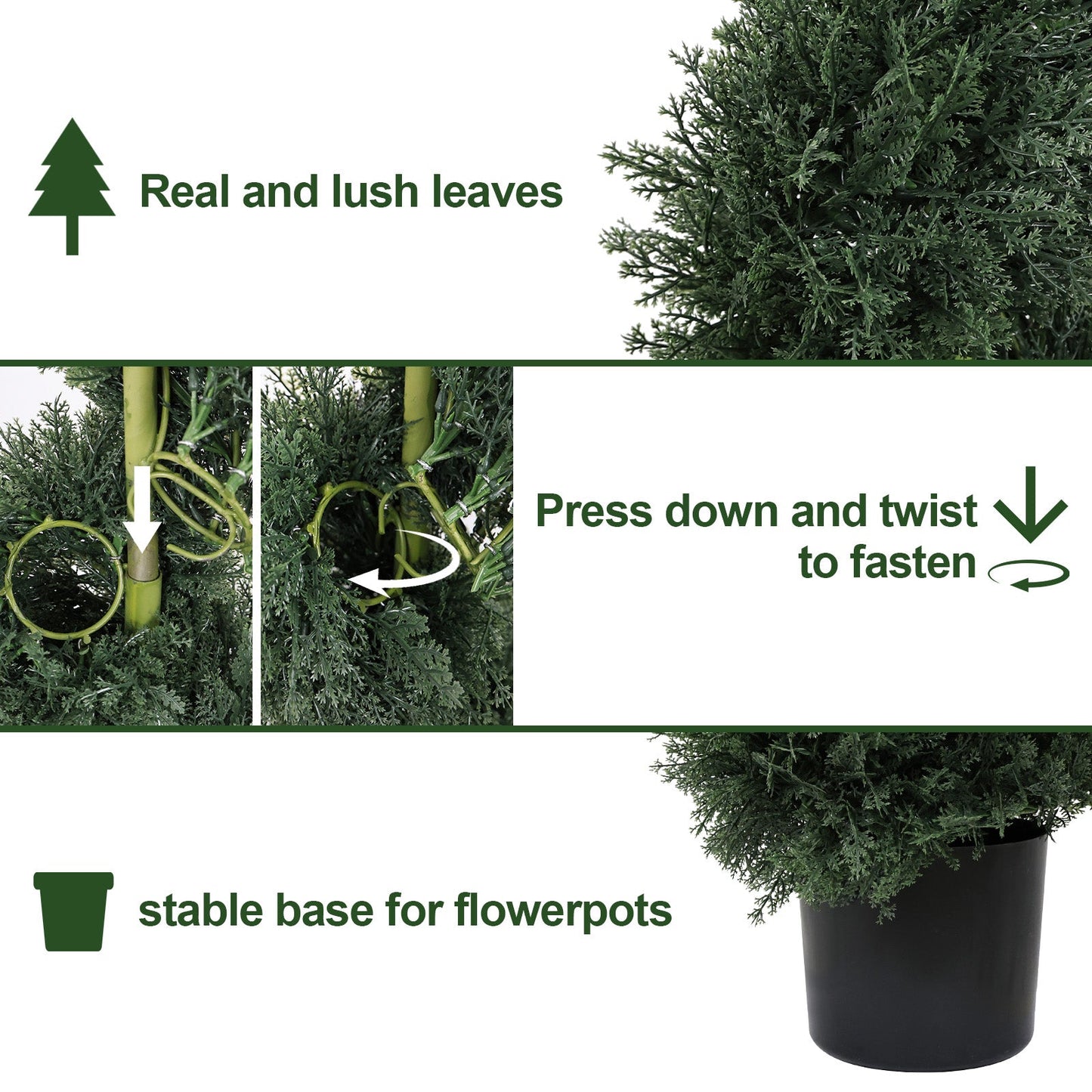 6ft Spiral-Shaped Potted Cedar Tree - 2pcs Artificial Evergreen Set