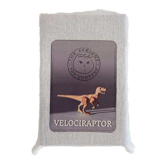 Wooden Velociraptor Dinosaur with Magnetic Joints