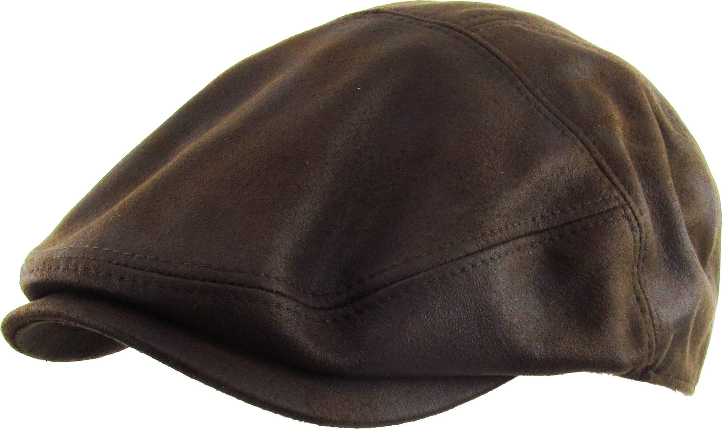 Faux Leather Ascot Ivy Newsboy Hat